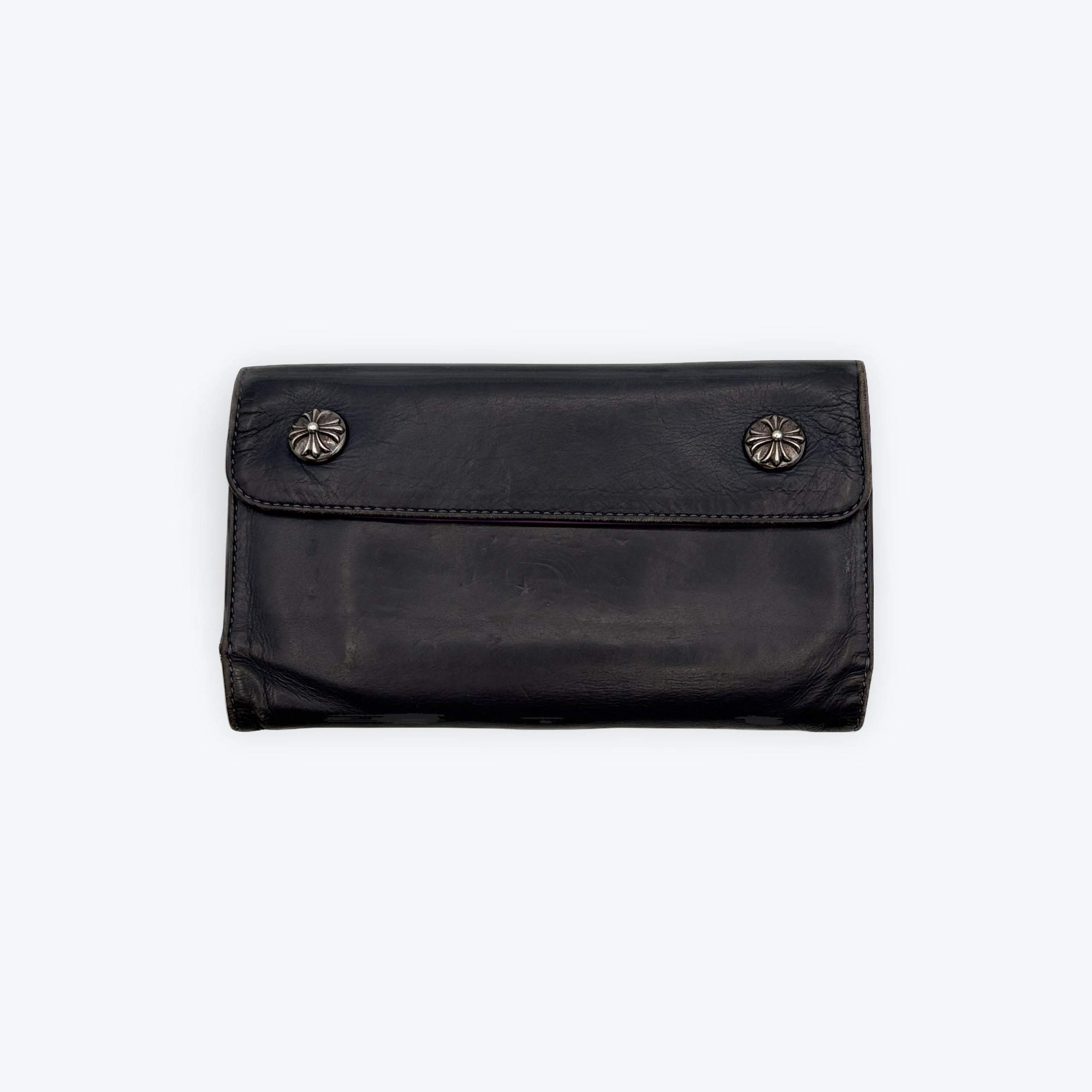 Snap Trifold Dagger Zip Long Wallet (Navy)