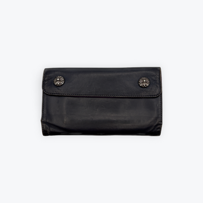 Snap Trifold Dagger Zip Long Wallet (Navy)