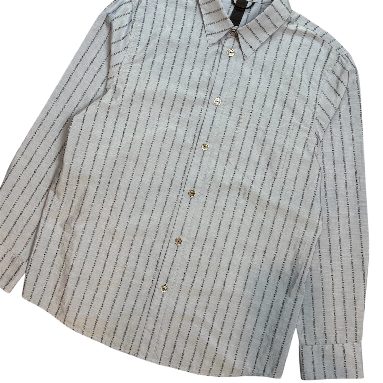 “Loose Ends” Spell Out Pinstripe Button Up Shirt
