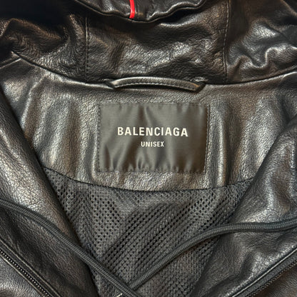 Lion Crest Hooded Leather Track Jacket