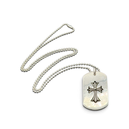 Tiny Cross Large Dog Tag Pendant + 30” Ball Chain
